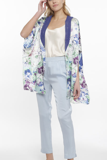 Cocoon Floral Printed Cardigan Crochet