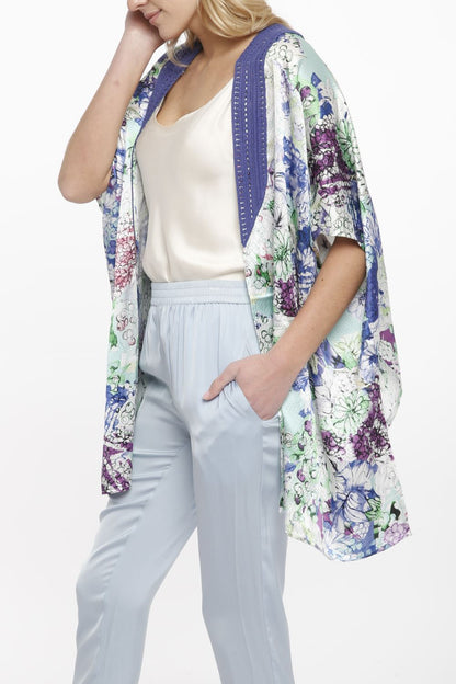 Cocoon Floral Printed Cardigan Crochet