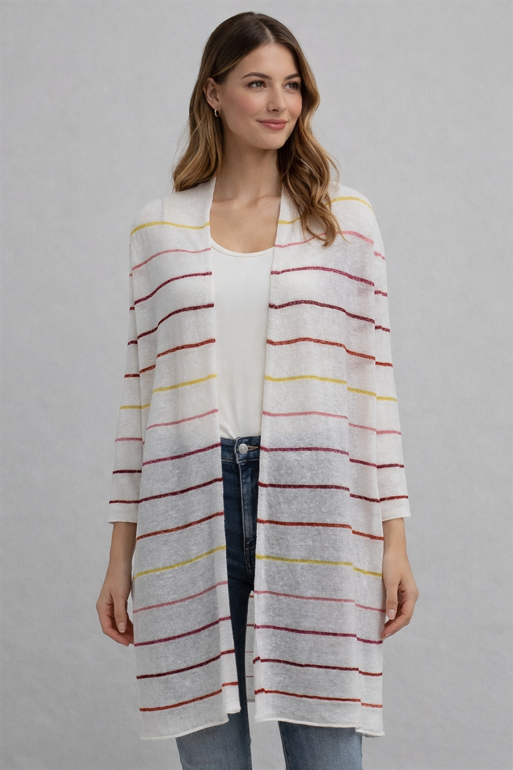 100% Linen Stripe Combo Duster