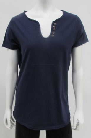 Short Sleeve Faux Henley Tee