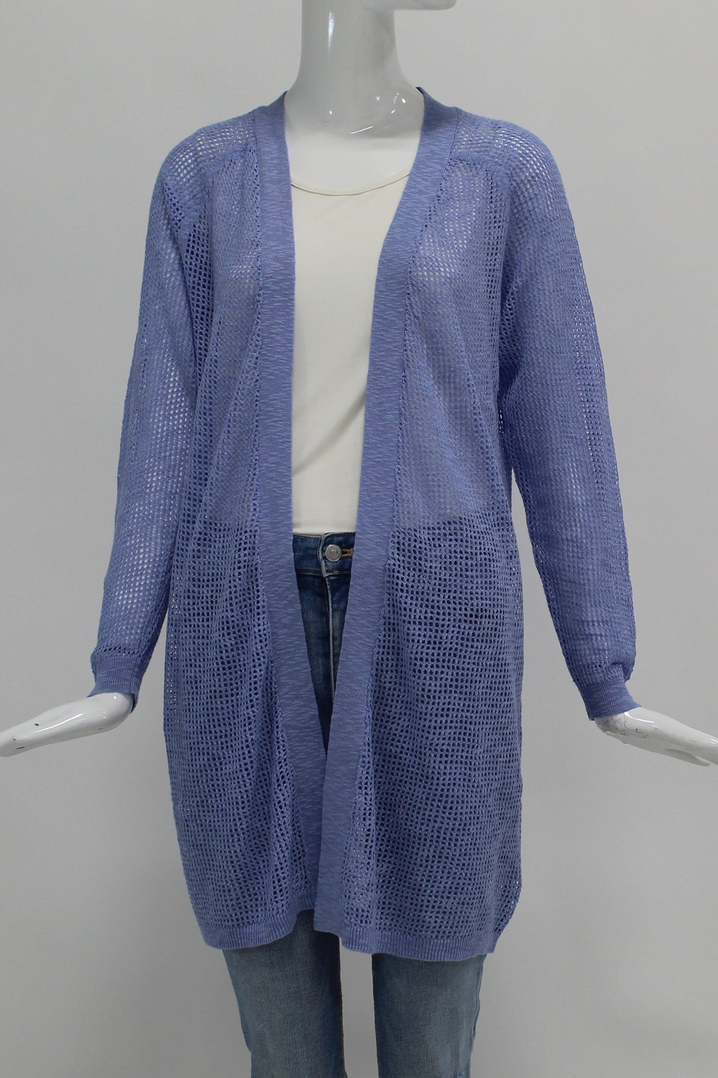 Mesh Raglan Open Cardigan