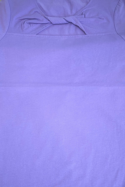 Cotton Jersey Twist Neck 3/4 Sleeve Tee