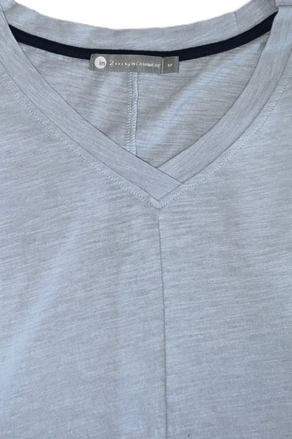 Drop Shoulder V-Neckwith Swing Hem Tee