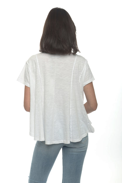 Drop Shoulder V-Neckwith Swing Hem Tee