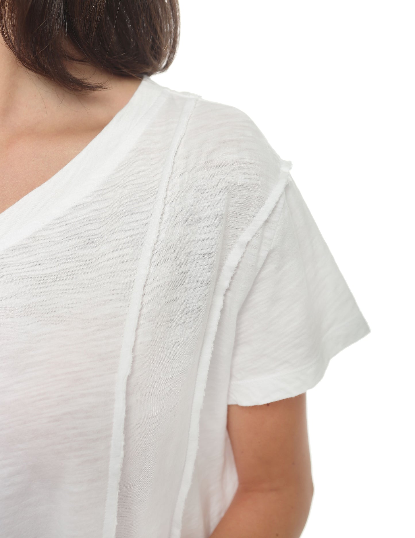Drop Shoulder V-Neckwith Swing Hem Tee