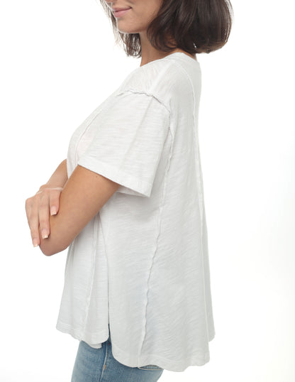 Drop Shoulder V-Neckwith Swing Hem Tee