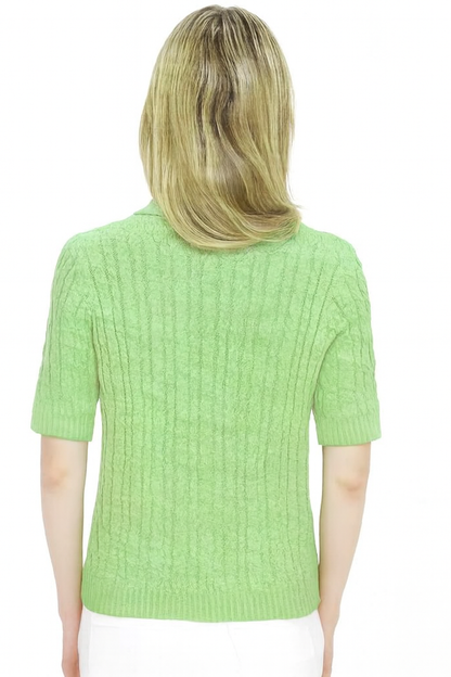 Short Sleeve Allover Cable Cardigan