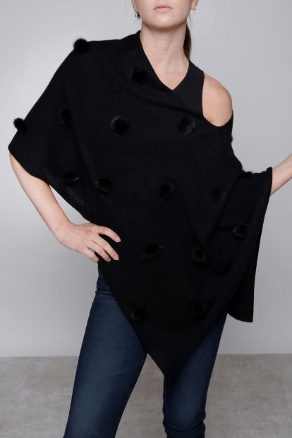 Cashmere Mink Fur Poms Topper