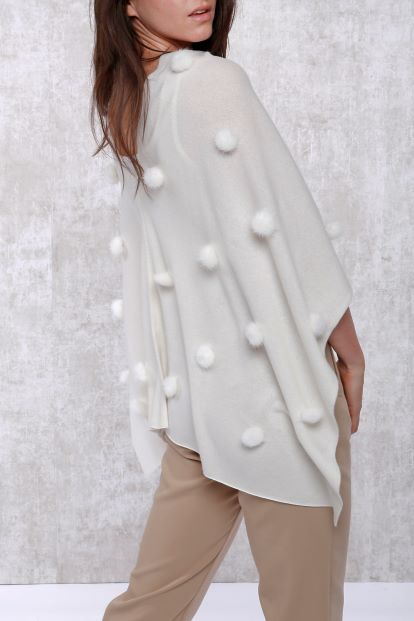 Cashmere Mink Fur Poms Topper