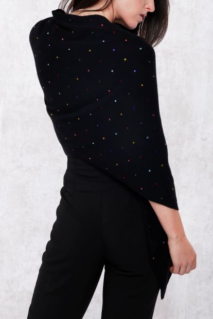 Cashmere Blend Multi Color Crystal Topper