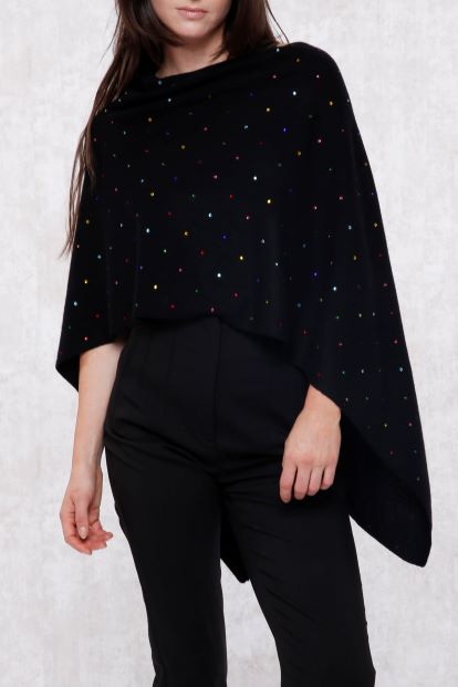 Cashmere Blend Multi Color Crystal Topper