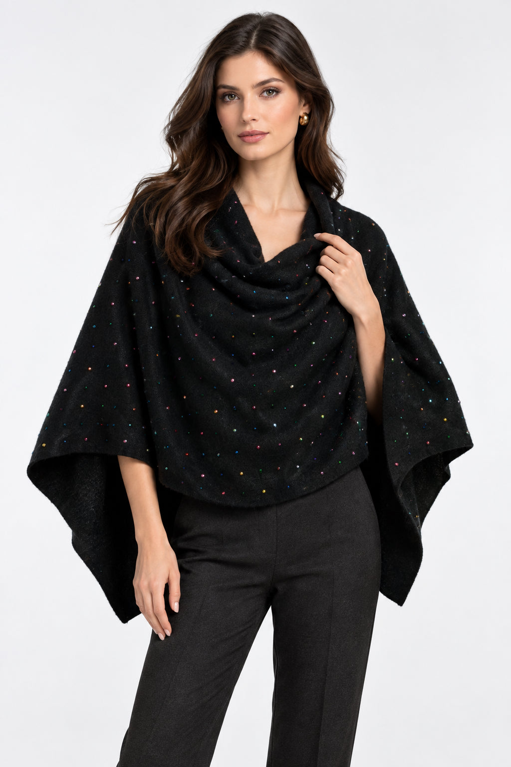 Cashmere Blend Multi Color Crystal Topper