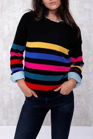 Cashmere Multi Stripe Pullover Sweater