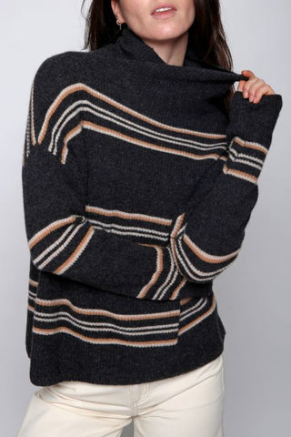 Cashmere Long Sleeve Striped Ribbed Sweater