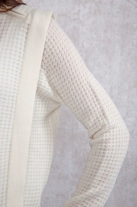 Cashmere Blend Textured Mock Neck Sweater