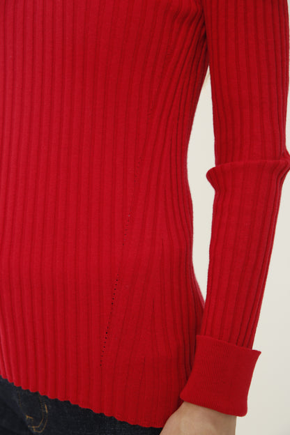 Cotton/Cashmere Blend Long Sleeve Rib Turtle Neck Pullover