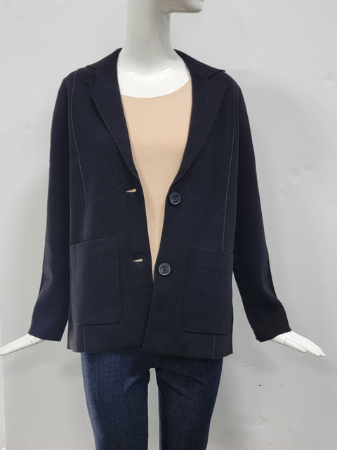 Cotton Blend Long Sleeve Button Front Cardigan Blazer