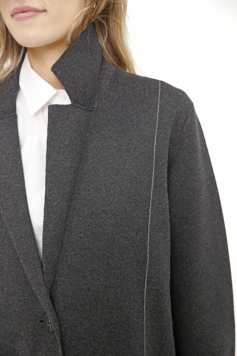 Cotton Blend Long Sleeve Button Front Cardigan Blazer