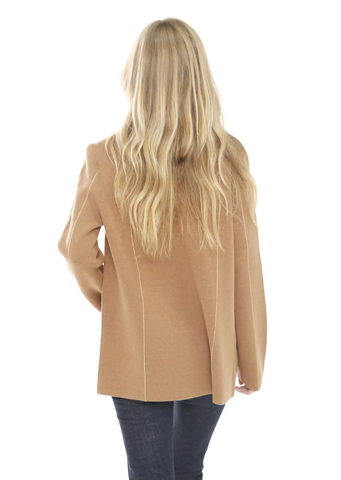 Cotton Blend Long Sleeve Button Front Cardigan Blazer