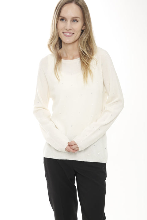 Cashmere Wool Long Sleeve Pearls & Heat Set Pullover
