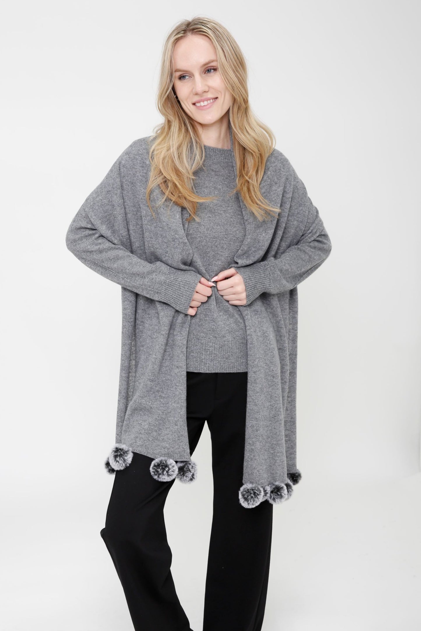 Cashmere Scarf with Pompom
