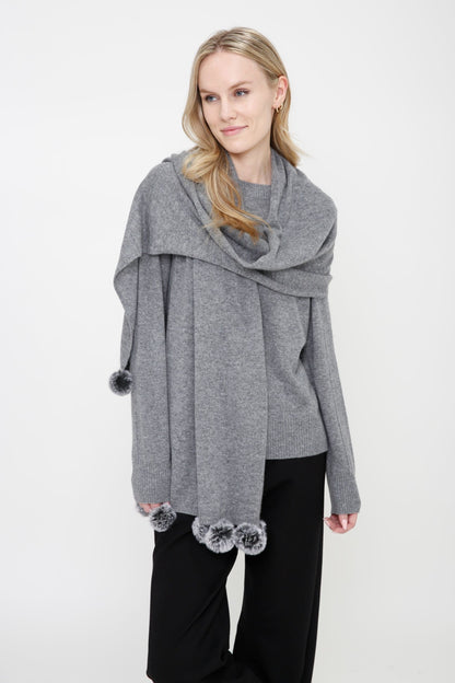 Cashmere Scarf with Pompom