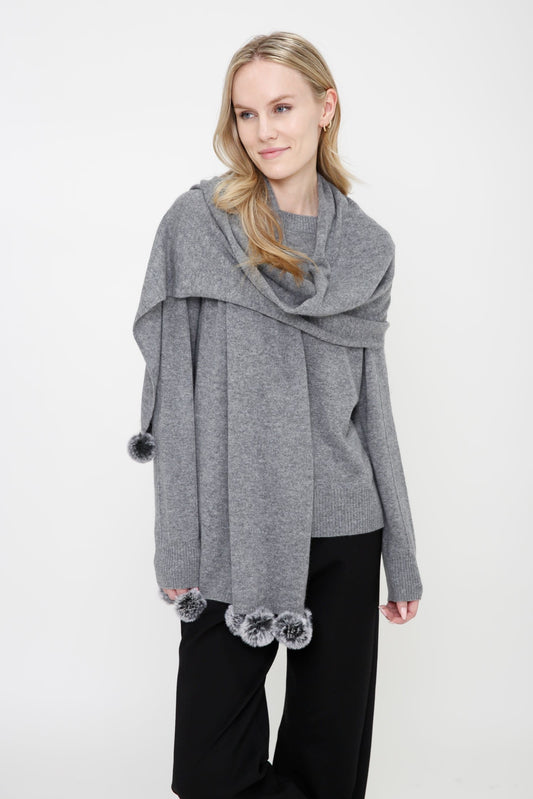 Cashmere Scarf with Pompom