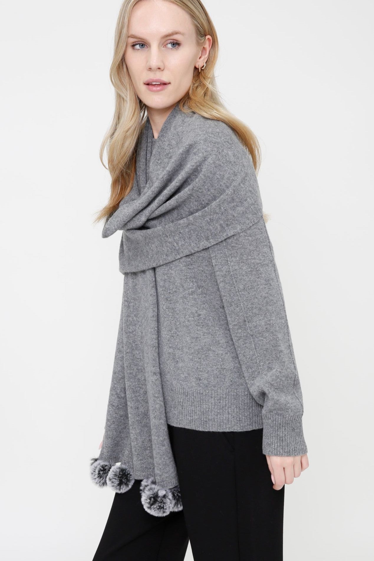 Cashmere Scarf with Pompom