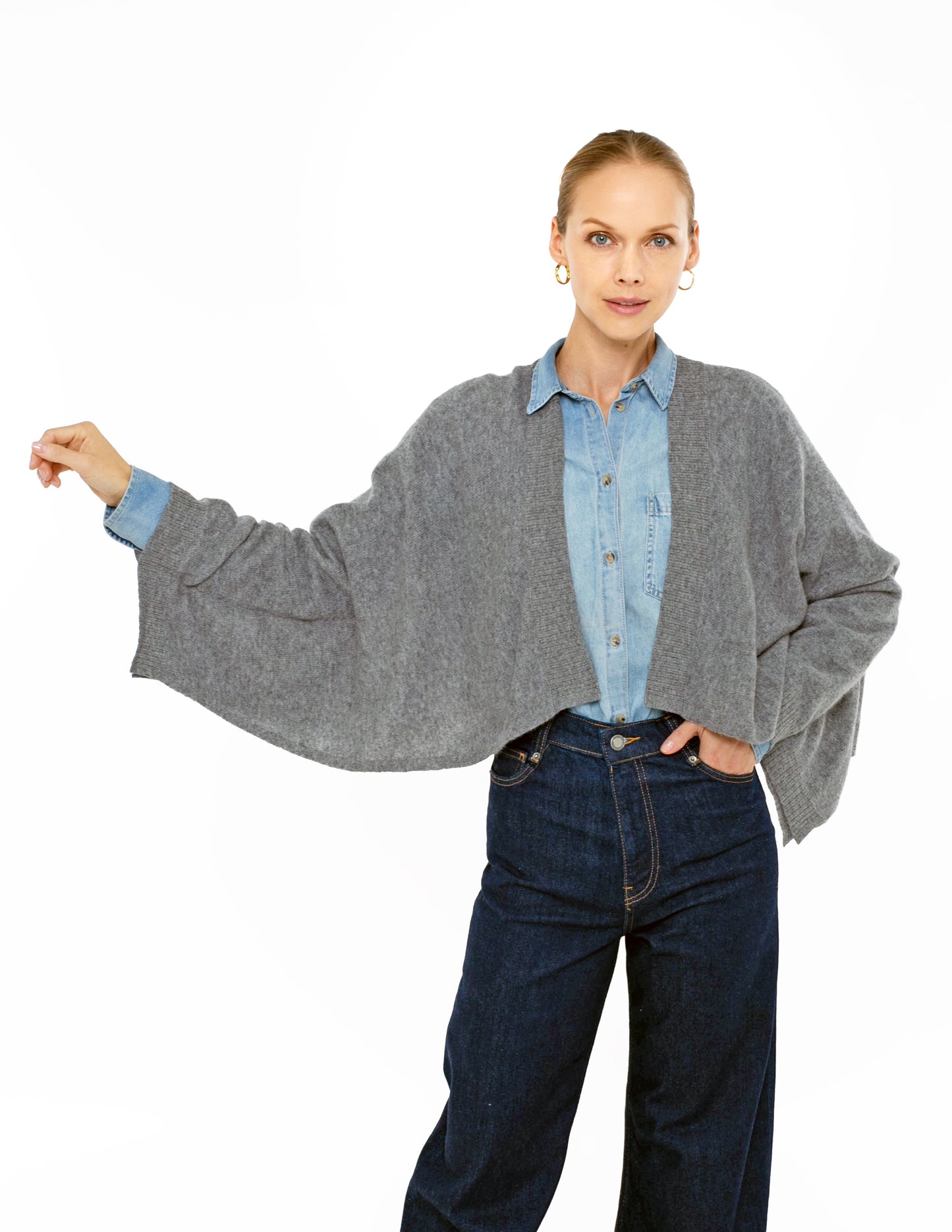 Cashmere Long Sleeve Cropped Cardigan
