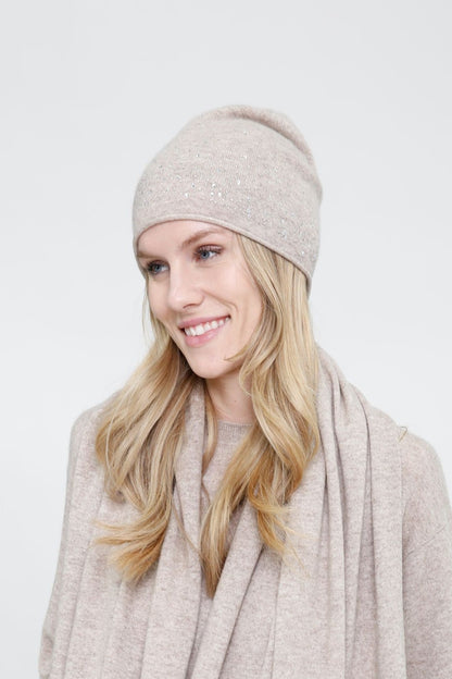 100% Cashmere Embellished Hat
