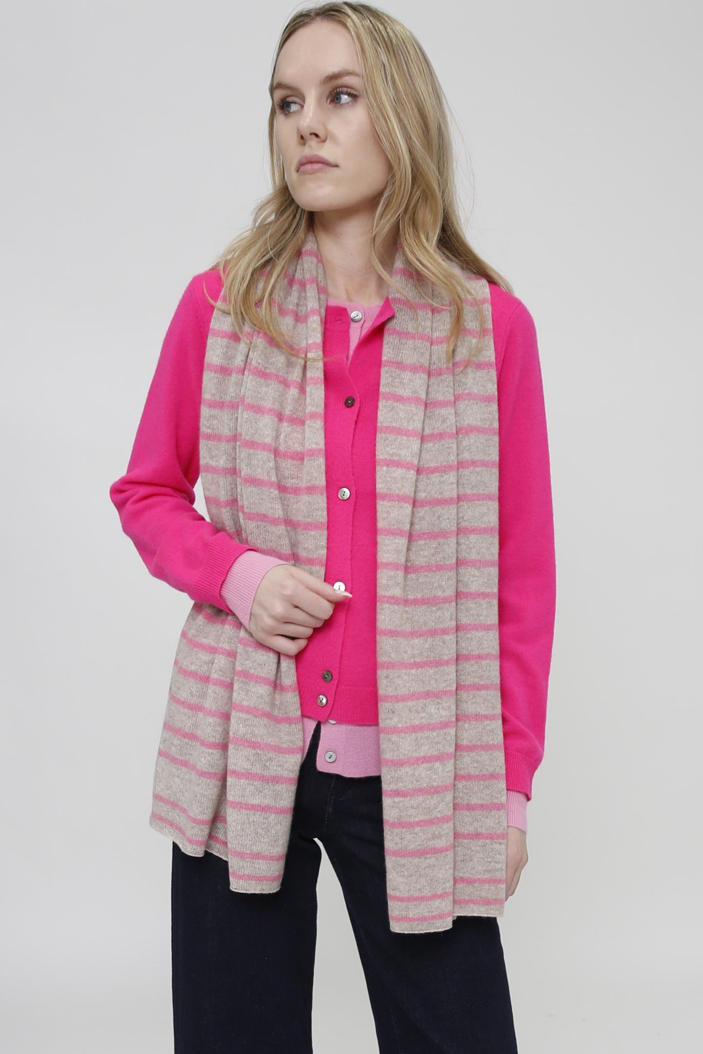 100% Cashmere Mini Stripe Scarf
