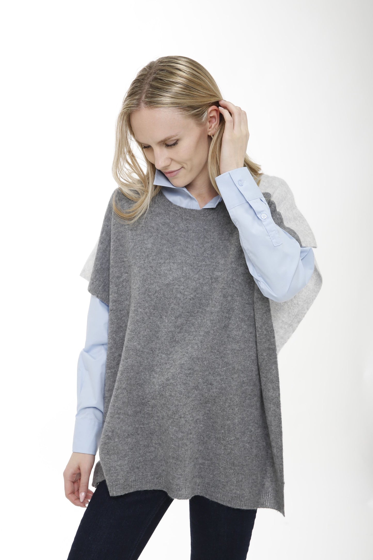 Cashmere Color Blocked Poncho