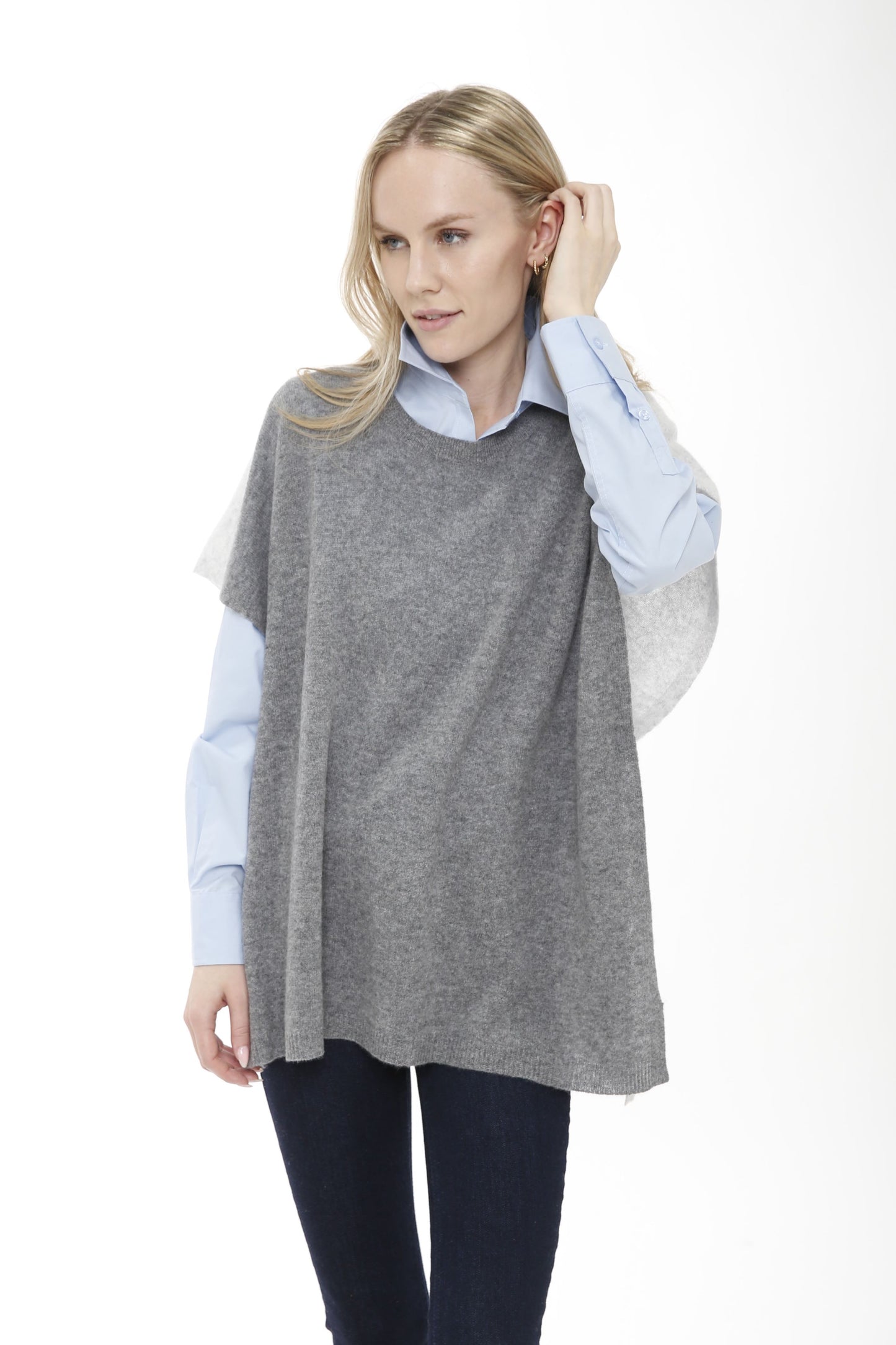 Cashmere Color Blocked Poncho