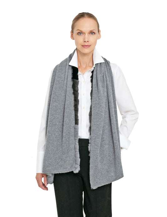 Cashmere Shawl with Ombre Fur Trim