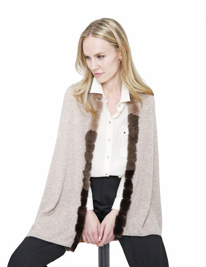 Cashmere Shawl with Ombre Fur Trim