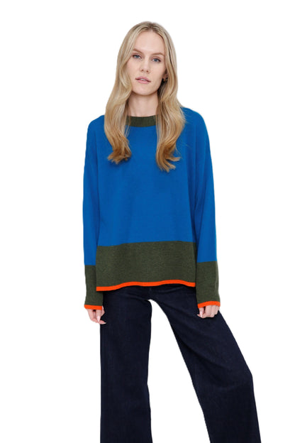 Cashmere Long Sleeve Color Block Pullover Sweater