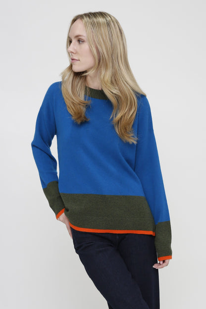 Cashmere Long Sleeve Color Block Pullover Sweater