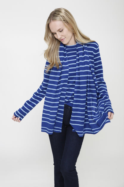 Cashmere Long Sleeve 2-Tone Stripe Pullover