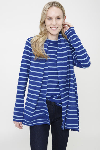 Cashmere Long Sleeve 2-Tone Stripe Pullover