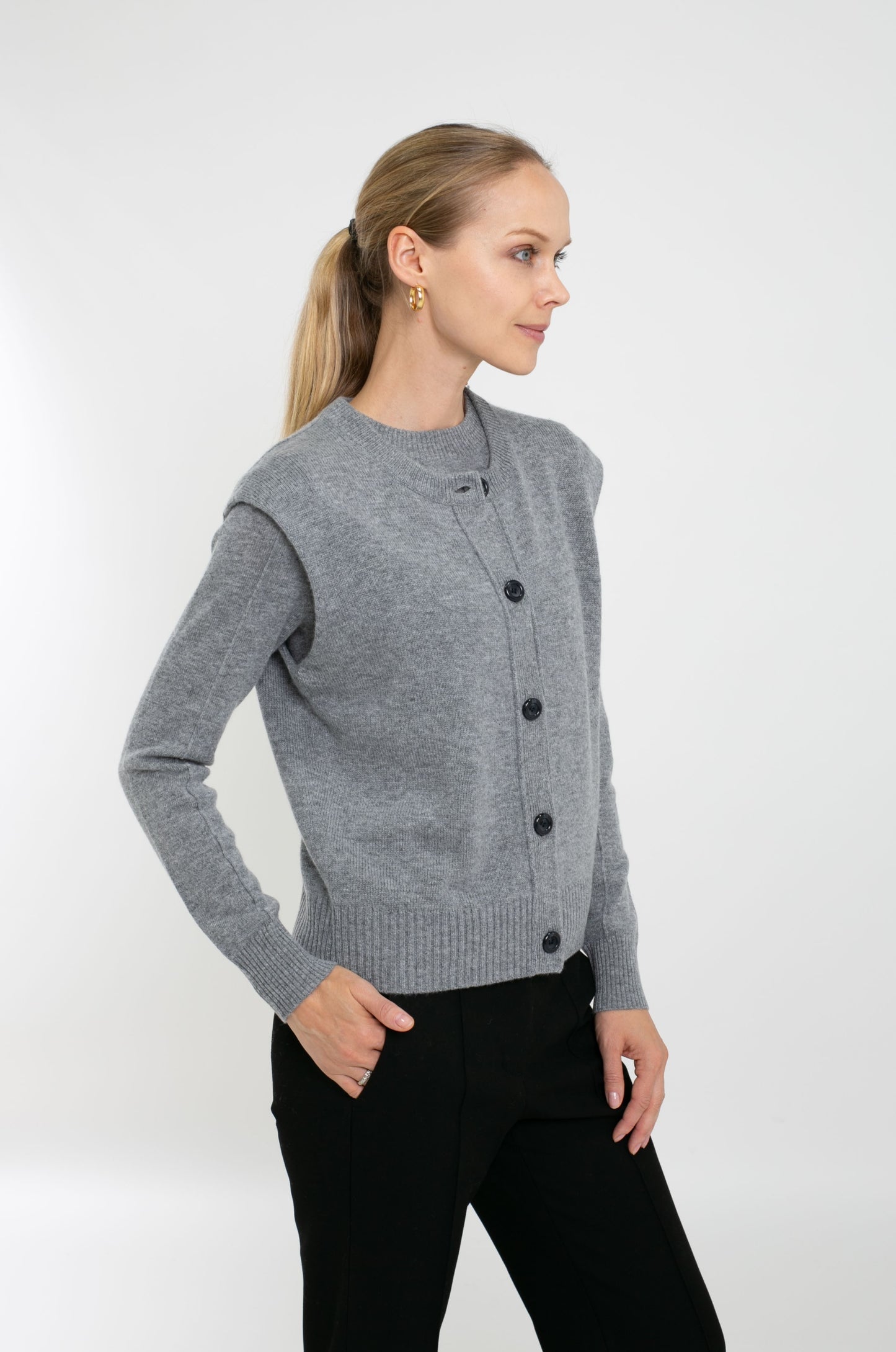 Cashmere Blend Button Vest