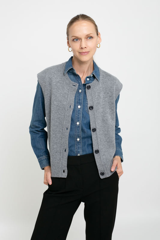Cashmere Blend Button Vest