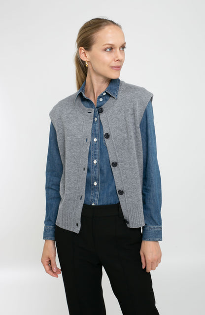 Cashmere Blend Button Vest