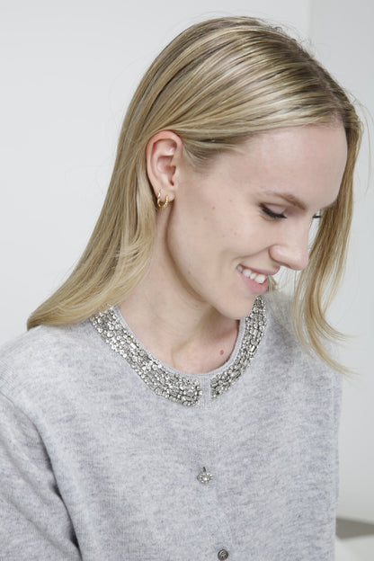 Cashmere Blend Long Sleeve Cardigan with Embellishment