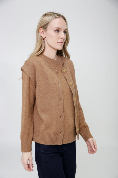 Cashmere Blend Long Sleeve Sweater with Exposed Seam