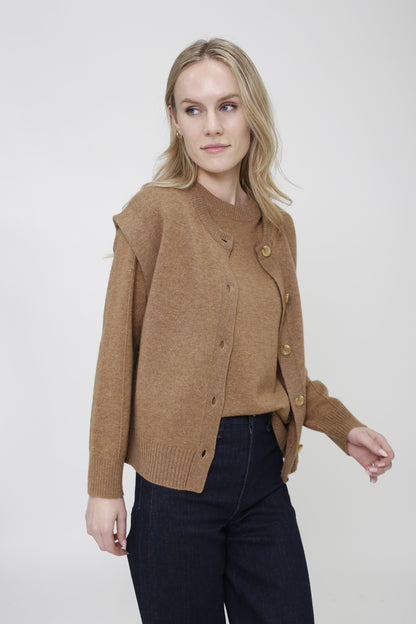 Cashmere Blend Long Sleeve Sweater with Exposed Seam