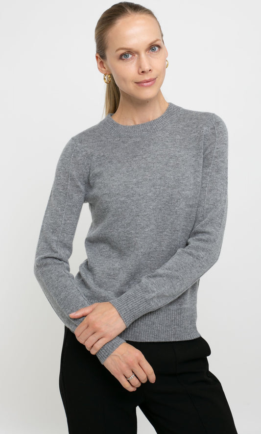 Cashmere Blend Long Sleeve Sweater with Exposed Seam