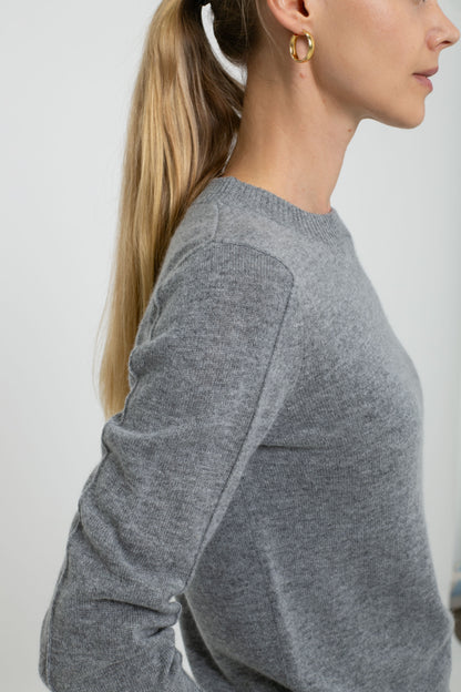 Cashmere Blend Long Sleeve Sweater with Exposed Seam