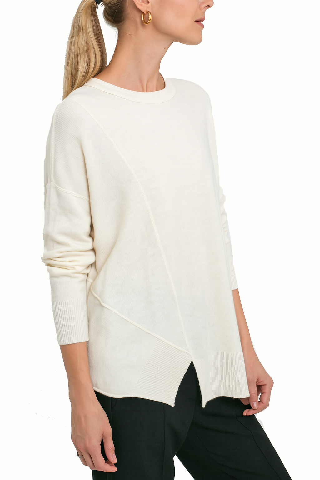 Cashmere Long Sleeve Assymetric Sweater