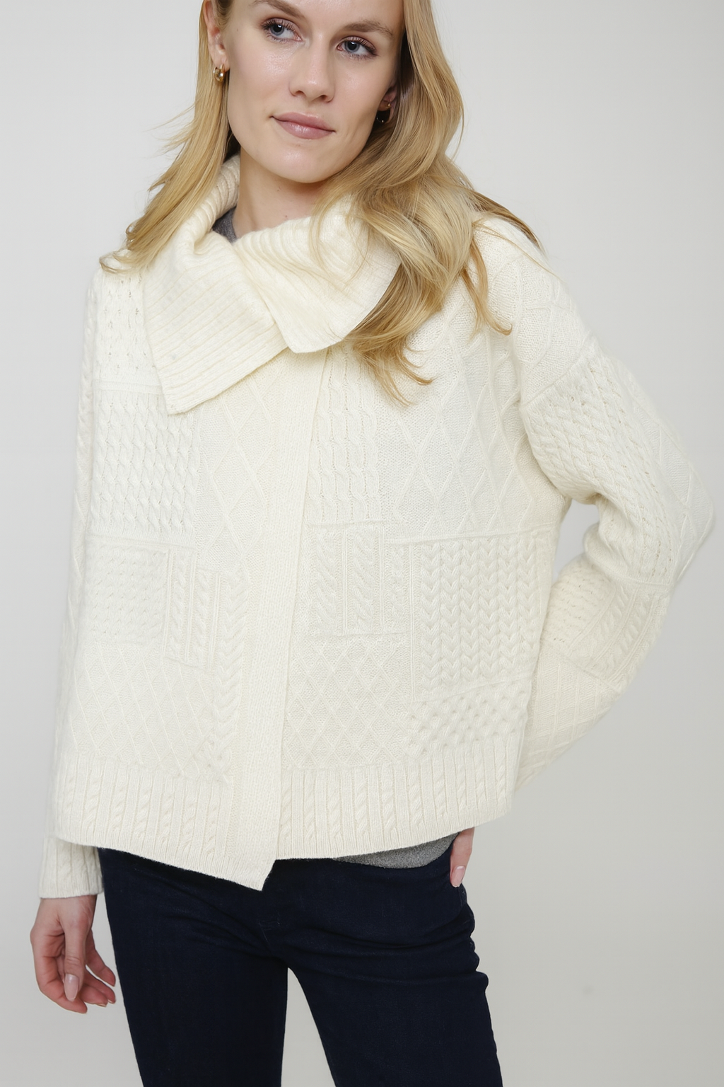 Cashmere Blend Long Sleeve Textured Cardigan