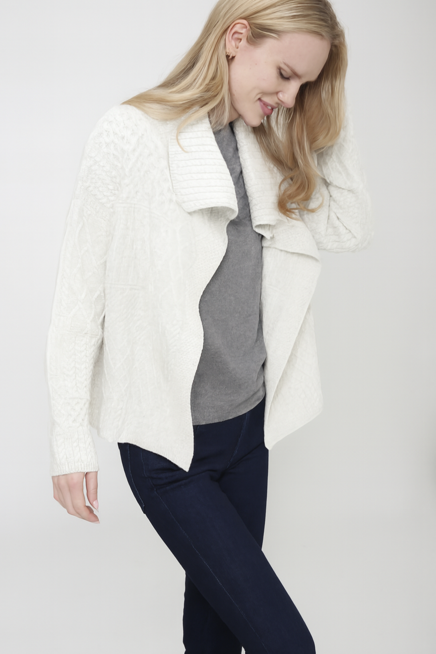 Cashmere Blend Long Sleeve Textured Cardigan